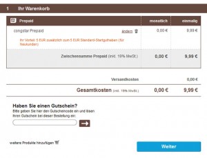 Warenkorb Congstar Prepaid Tarif Warenkorb Congstar Prepaid Tarif