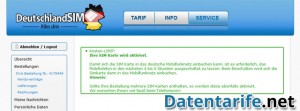 DeutschlandSIM Servicebereich Tarif aktiviert DeutschlandSIM Servicebereich Tarif aktiviert